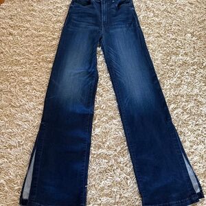 Mother The Hustler Sidewinder Jeans Tongue And Chic Side Slits Dark Wash 27
